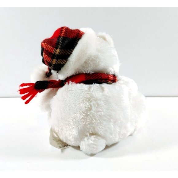 2002 Sears Exclusive Plush Stuffed  White Polar Bear w/Hat Scarf 6" - Picture 3 of 4